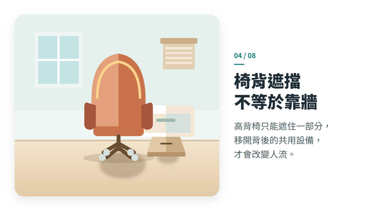 椅背遮擋 不等於靠牆